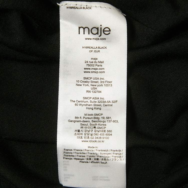 Pre Owned Maje Black Embellished One Shoulder Crepe Maxi Dress L