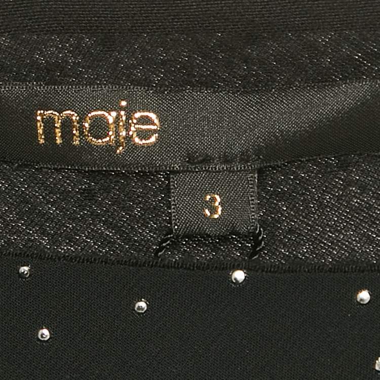 Pre Owned Maje Black Embellished One Shoulder Crepe Maxi Dress L