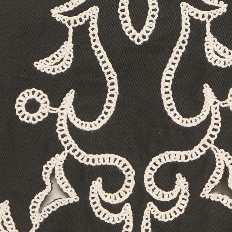 Pre Owned Maje Black Embroidered Cotton Top S