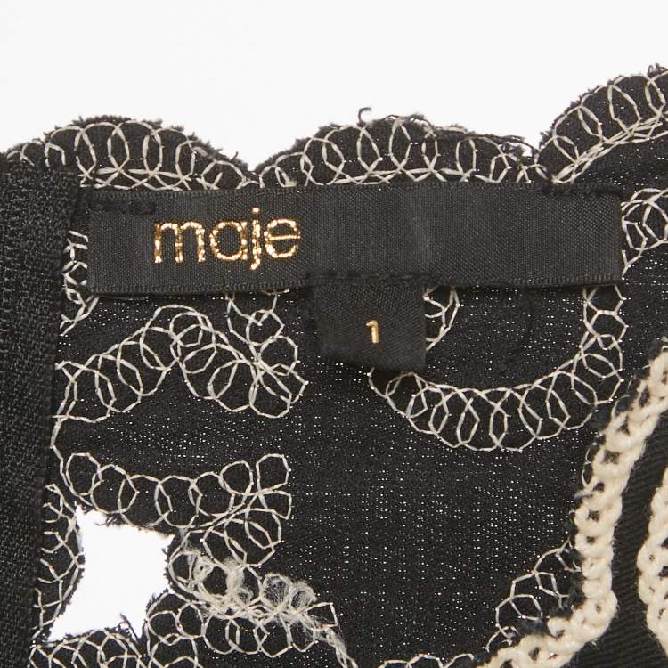Pre Owned Maje Black Embroidered Cotton Top S