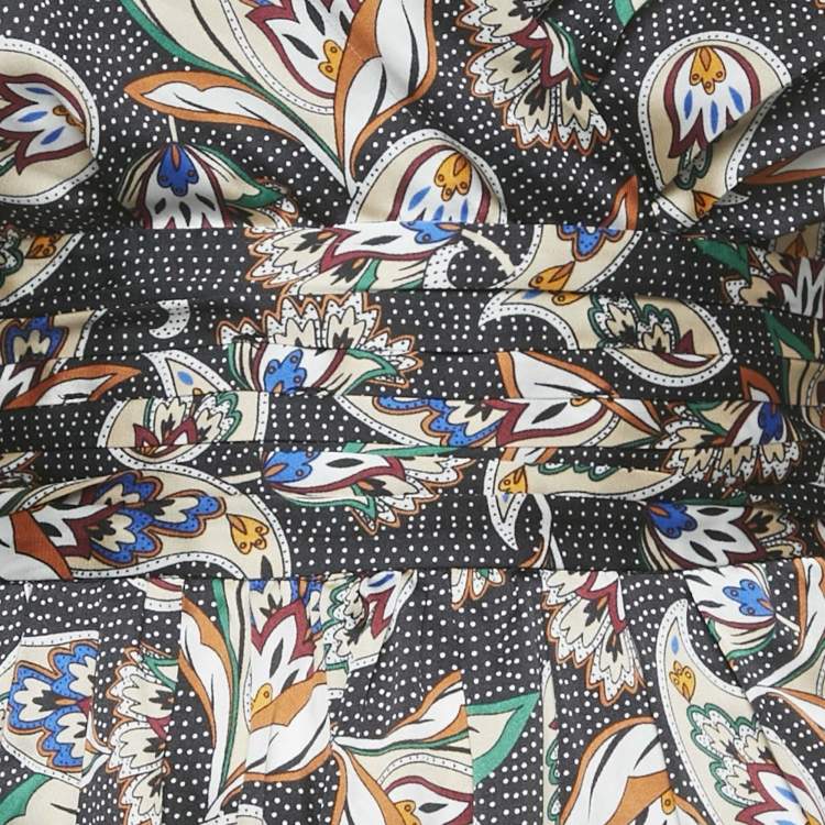 Pre Owned Maje Black Printed Satin Paisley Noir Jumpsuit S