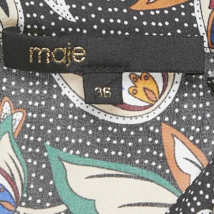 Pre Owned Maje Black Printed Satin Paisley Noir Jumpsuit S