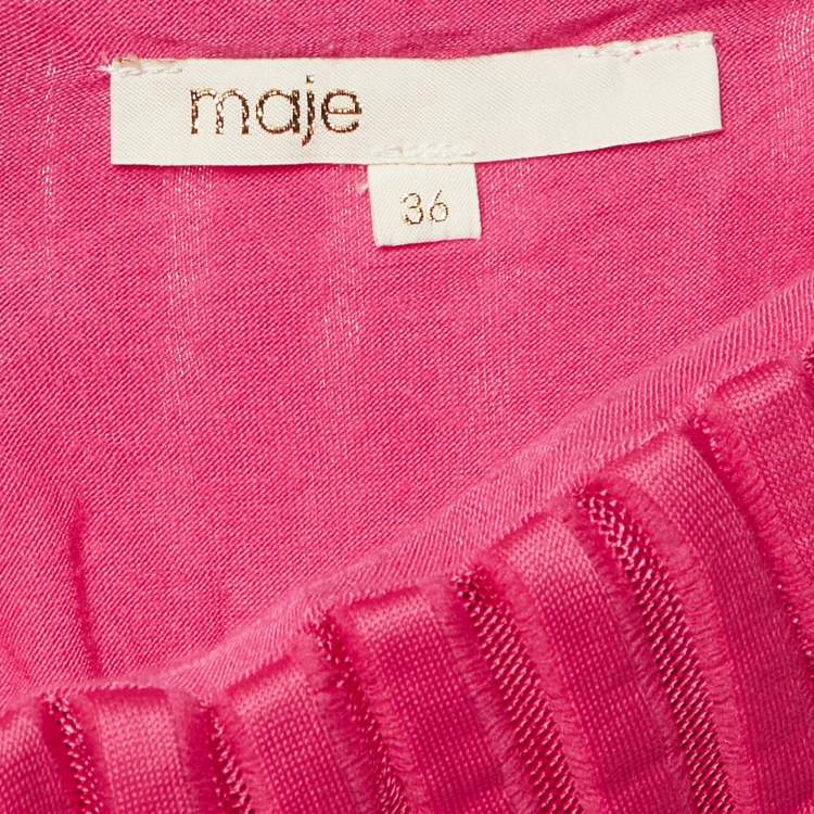 Pre Owned Maje Fushia Pink Neoprene Mesh Flared Skirt S