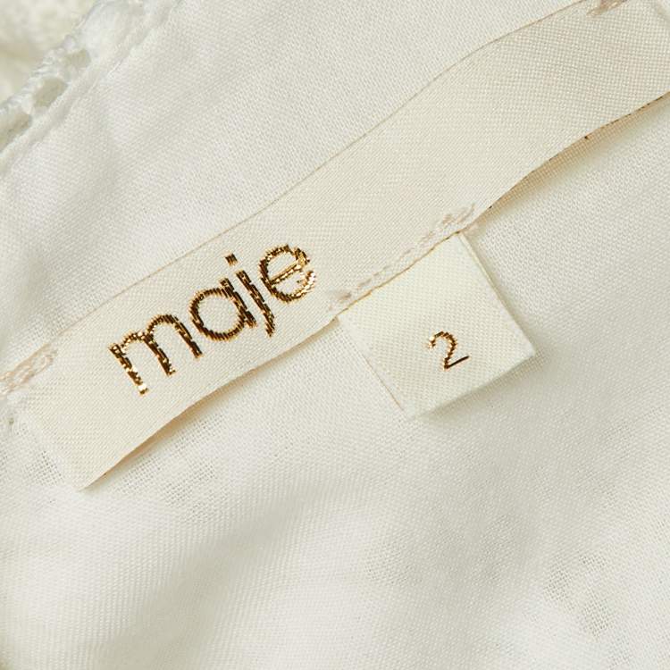 Pre Owned Maje White Guipure Lace Rimani Midi Dress M