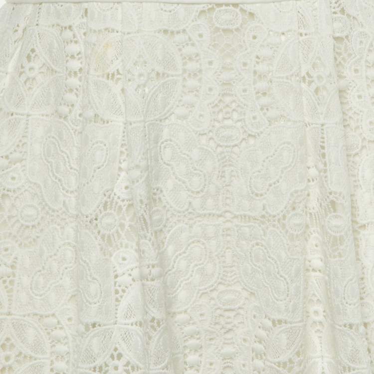 Pre Owned Maje White Guipure Lace Rimani Midi Dress M