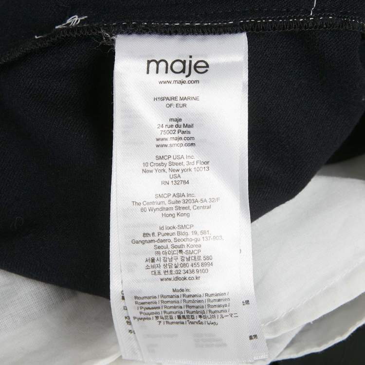 Pre Owned Maje Black Wool Formal Trousers M 