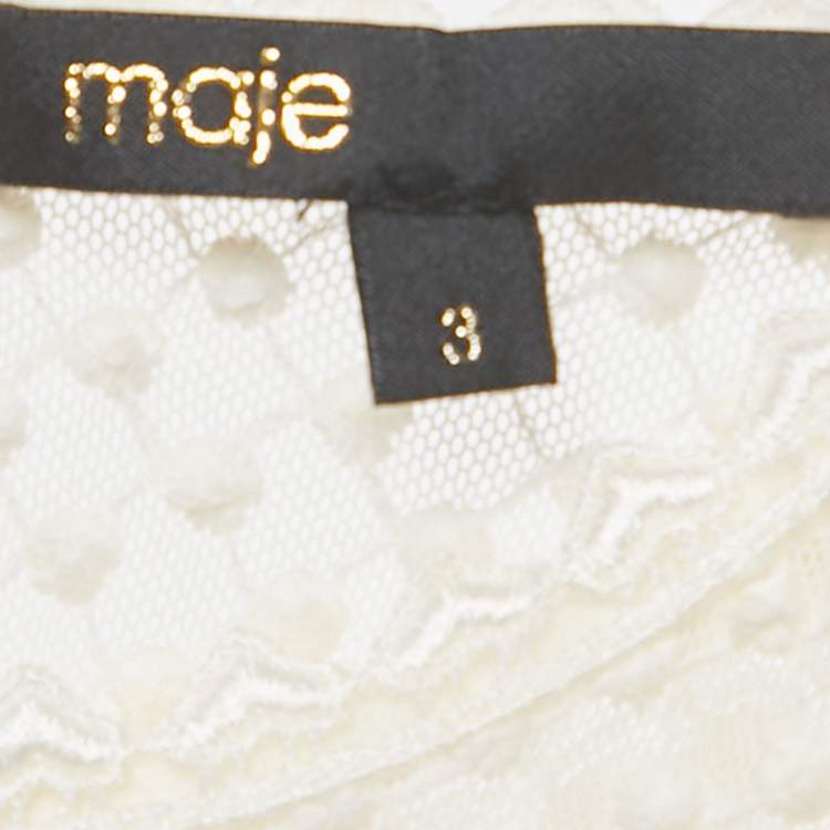 Pre Owned Maje White / Back Lace Overlay Relim Mini Dress L