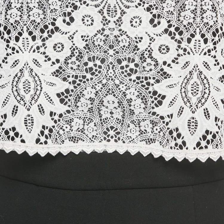 Pre Owned Maje White / Back Lace Overlay Relim Mini Dress L