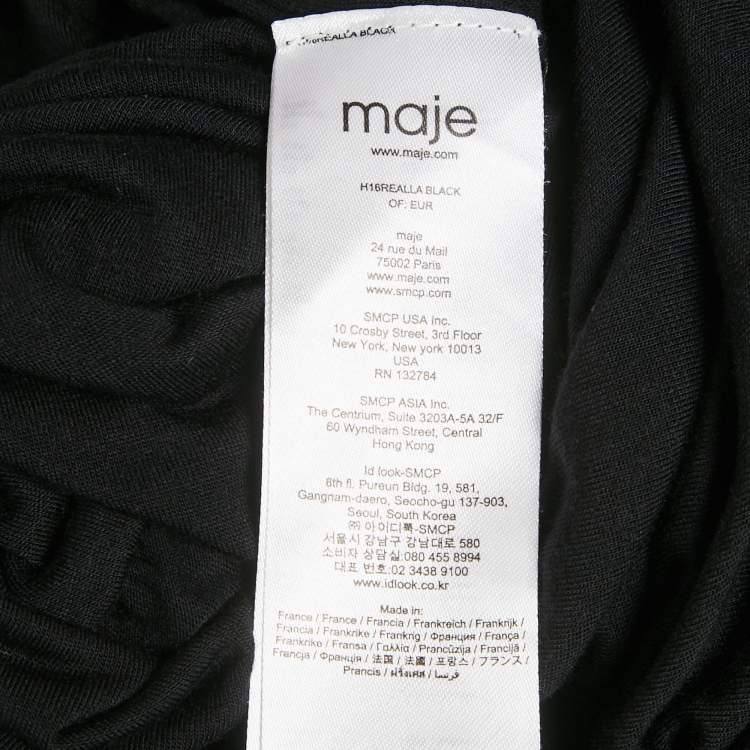 Pre Owned Maje Black Embellished Crepe One Shoulder Maxi Dress S 