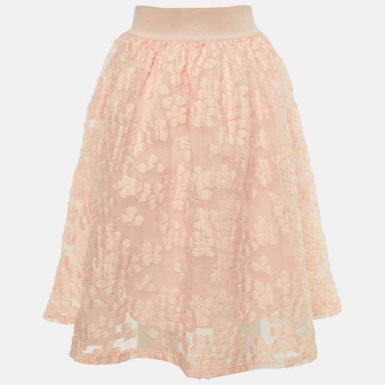 Pre Owned Maje Peach Fil Coupe Mesh Joshua Rose Short Skirt L 