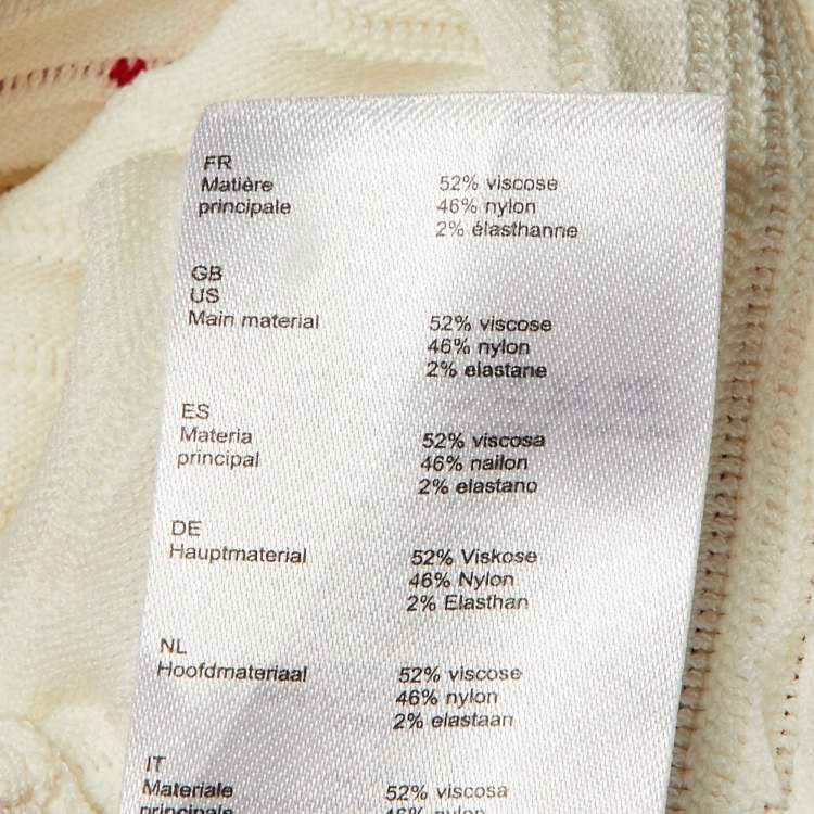 Pre Owned Maje Cream Patterned Knit Off Shoulder Remord Midi Dress S