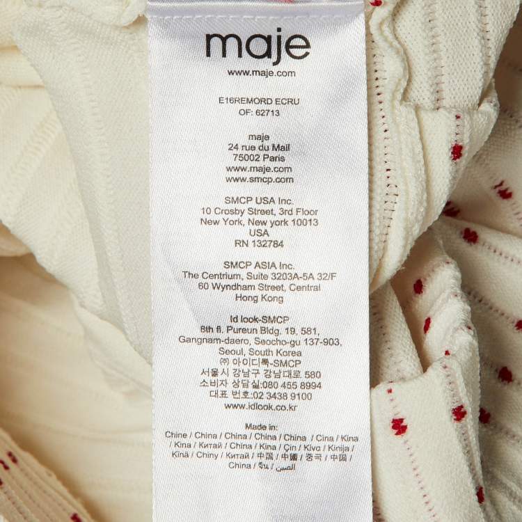 Pre Owned Maje Cream Patterned Knit Off Shoulder Remord Midi Dress S