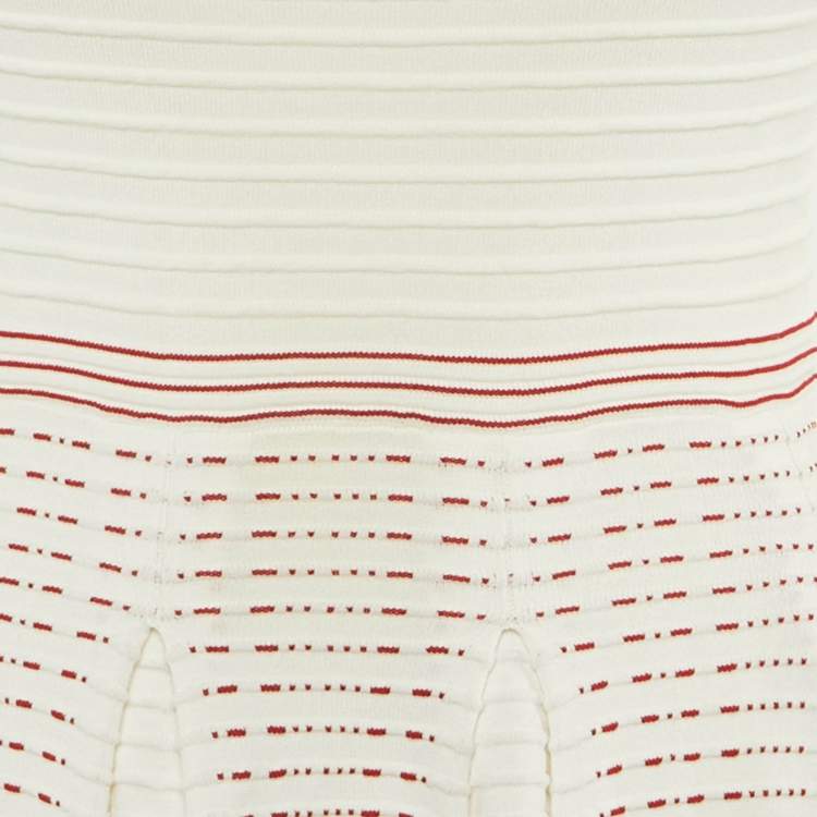 Pre Owned Maje Cream Patterned Knit Off Shoulder Remord Midi Dress S