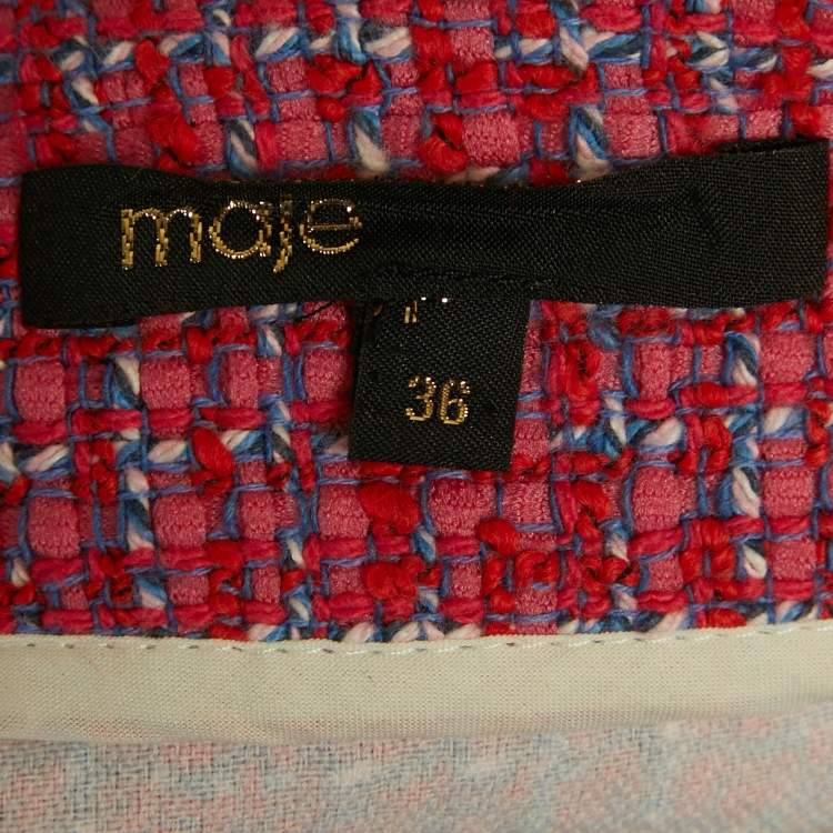 Pre Owned Maje Pink Tweed Blazer & Skirt Set XS/S