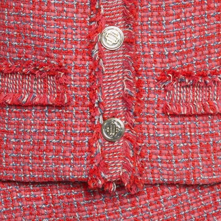 Pre Owned Maje Pink Tweed Blazer & Skirt Set XS/S