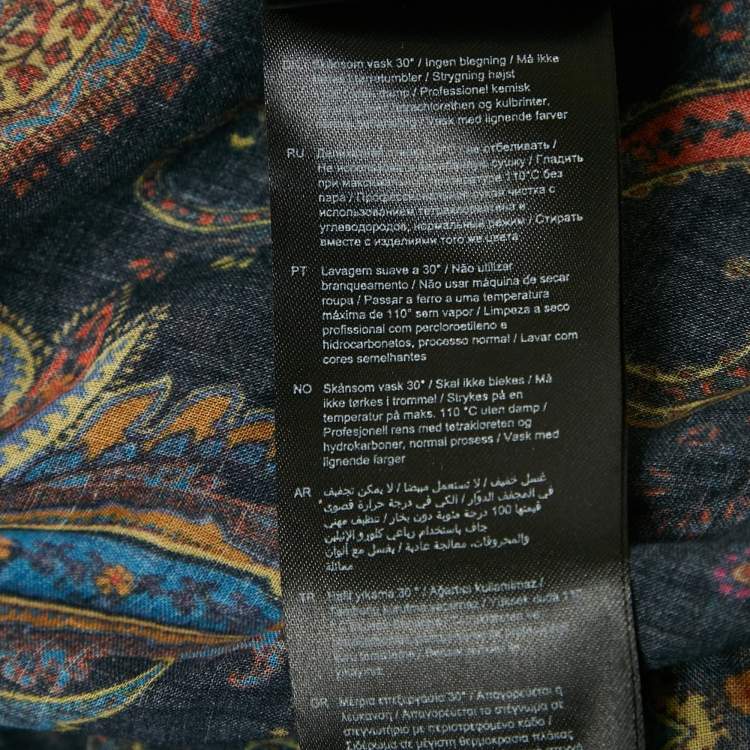 Pre Owned Maje Blue Paisley Print Citton Cut-Out Asymmetric Midi Dress S