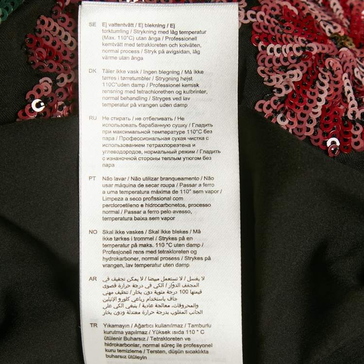 Pre Owned Maje Black Floral Razul Sequin Satin Bodycon Mini Dress S