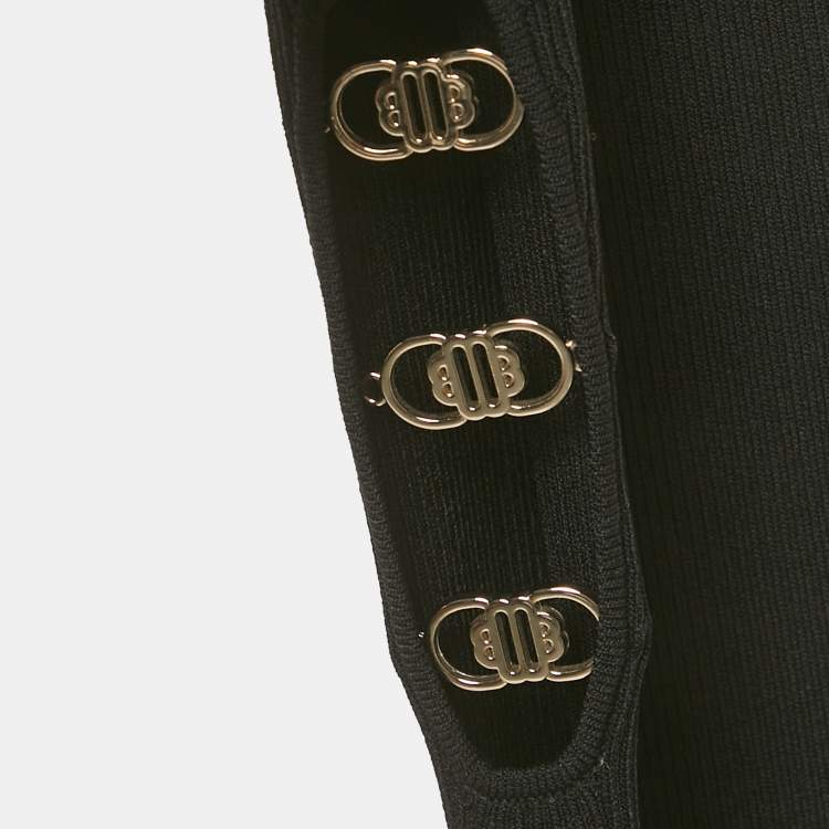 Pre Owned Maje Black Rib Knit Openwork Long Dress XS