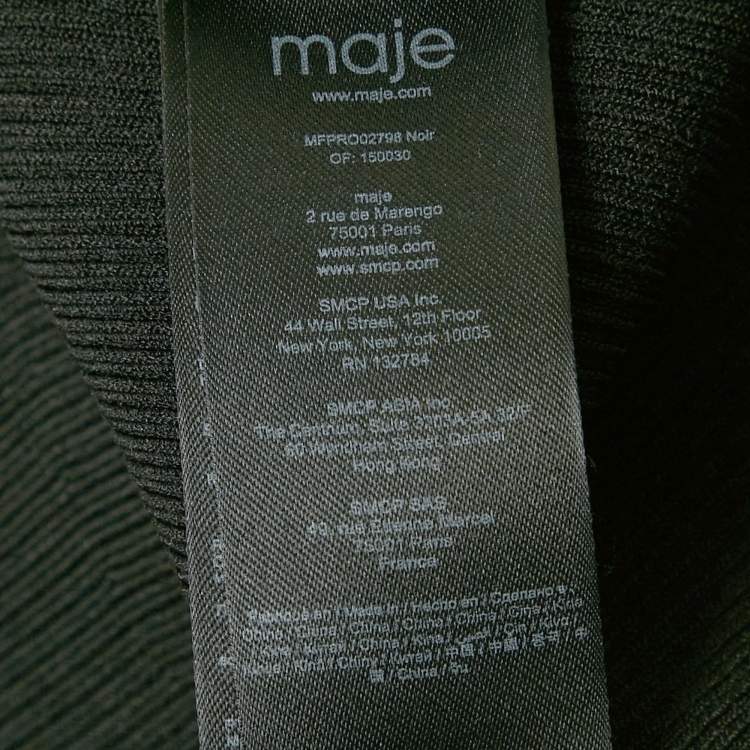 Pre Owned Maje Black Rib Knit Openwork Long Dress XS