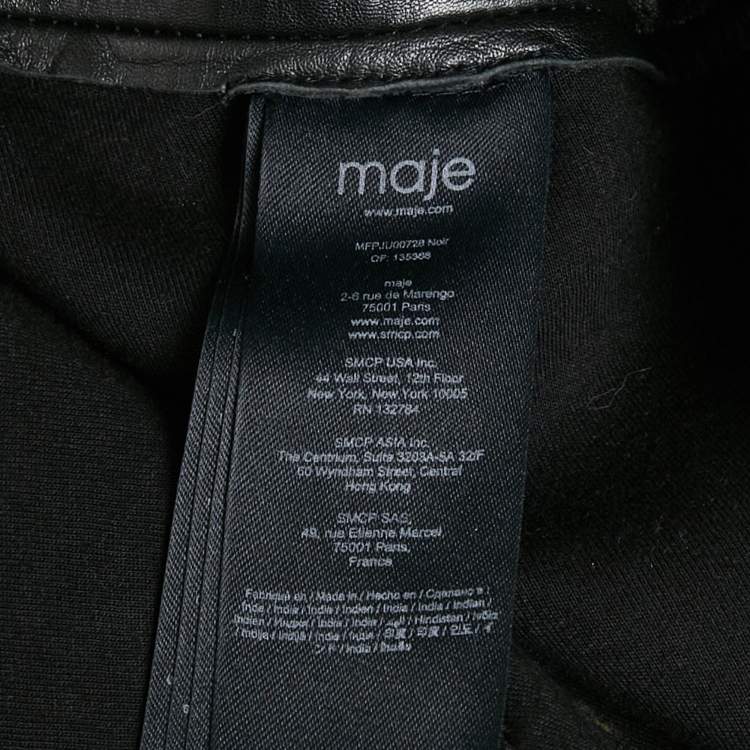 Pre Owned Maje Black Leather Embellished Waist Mini Skirt XS