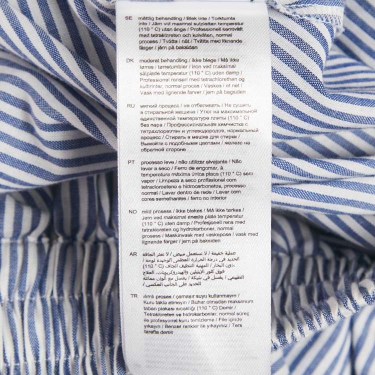 Pre Owned Maje White/Blue Striped Cotton Blend Asymmetric John Skirt S