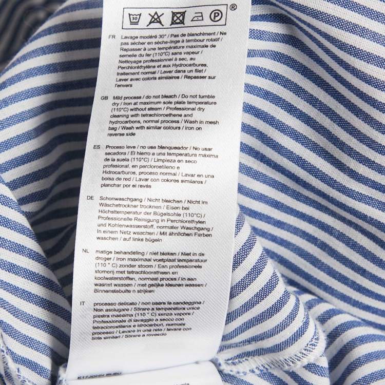 Pre Owned Maje White/Blue Striped Cotton Blend Asymmetric John Skirt S