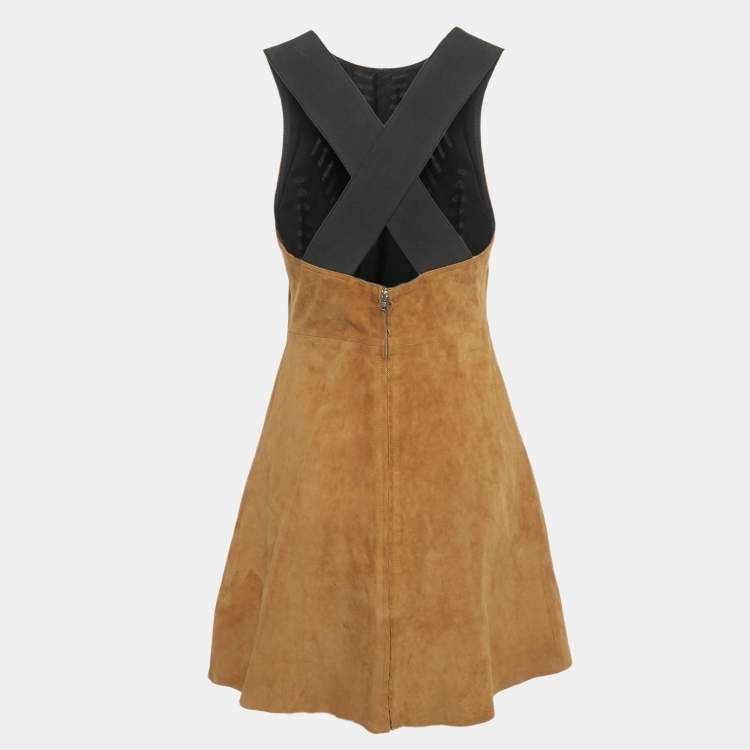 Pre Owned Maje Brown Suede Cut-Out Mini Dress S