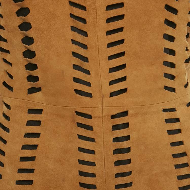 Pre Owned Maje Brown Suede Cut-Out Mini Dress S