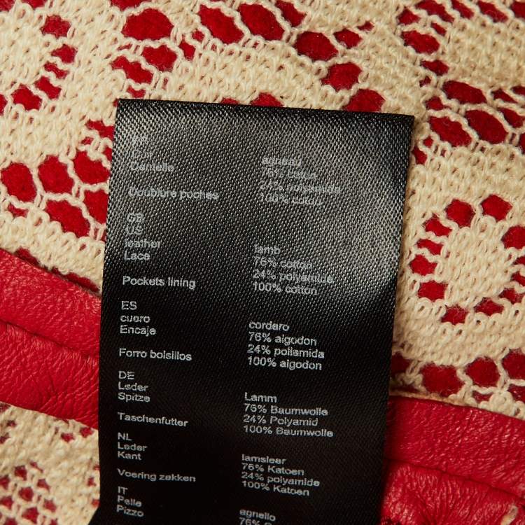 Pre Owned Maje Red Leather Bostep Biker Jacket S