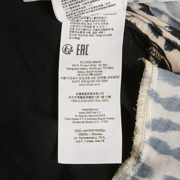 Pre Owned Maje Black Leopard Print Satin Asymmetric Midi Dress S