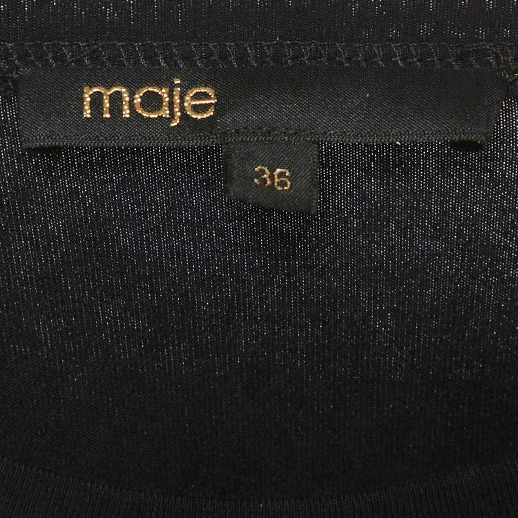 Pre Owned Maje Black Leopard Print Satin Asymmetric Midi Dress S