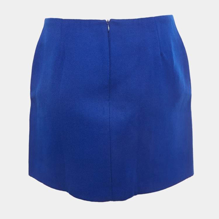 Pre Owned Maje Blue Wool Gabardine Mini Skirt M