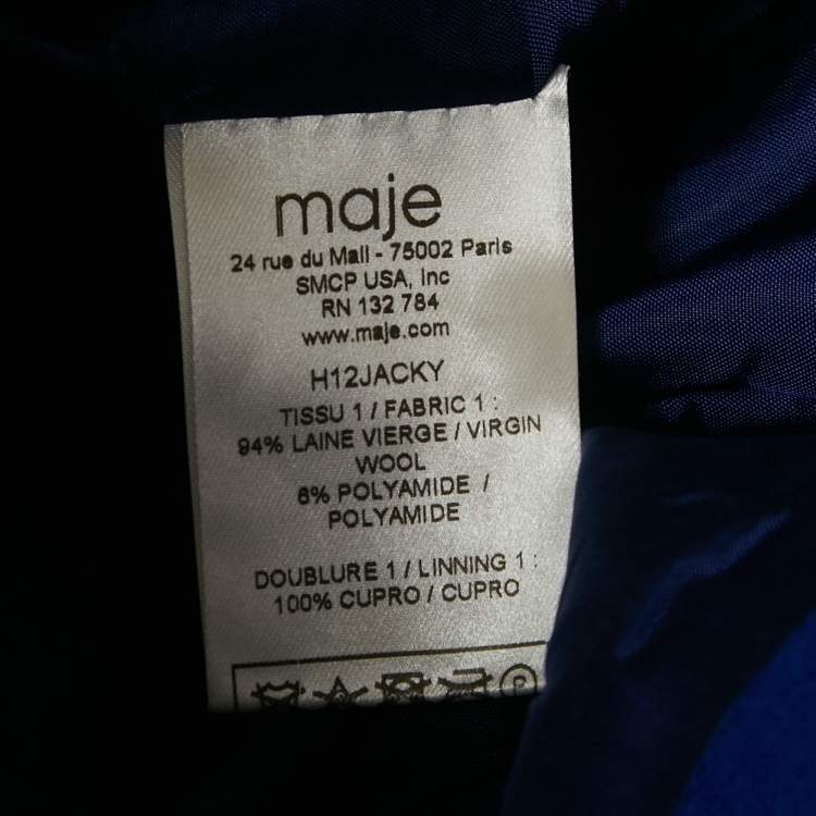 Pre Owned Maje Blue Wool Gabardine Mini Skirt M