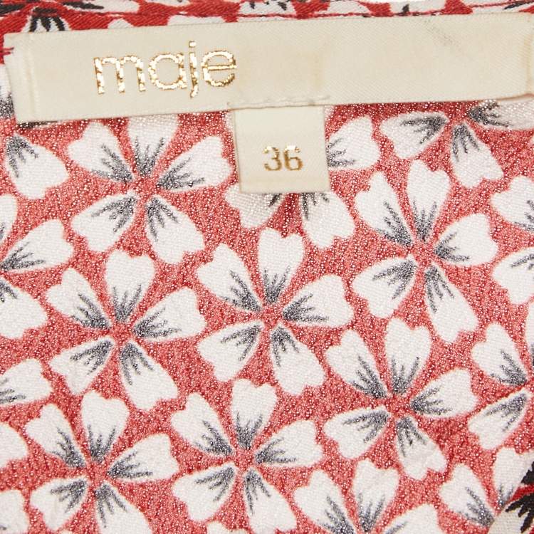 Pre Owned Maje Red Floral Print Crepe Jumpsuit S 