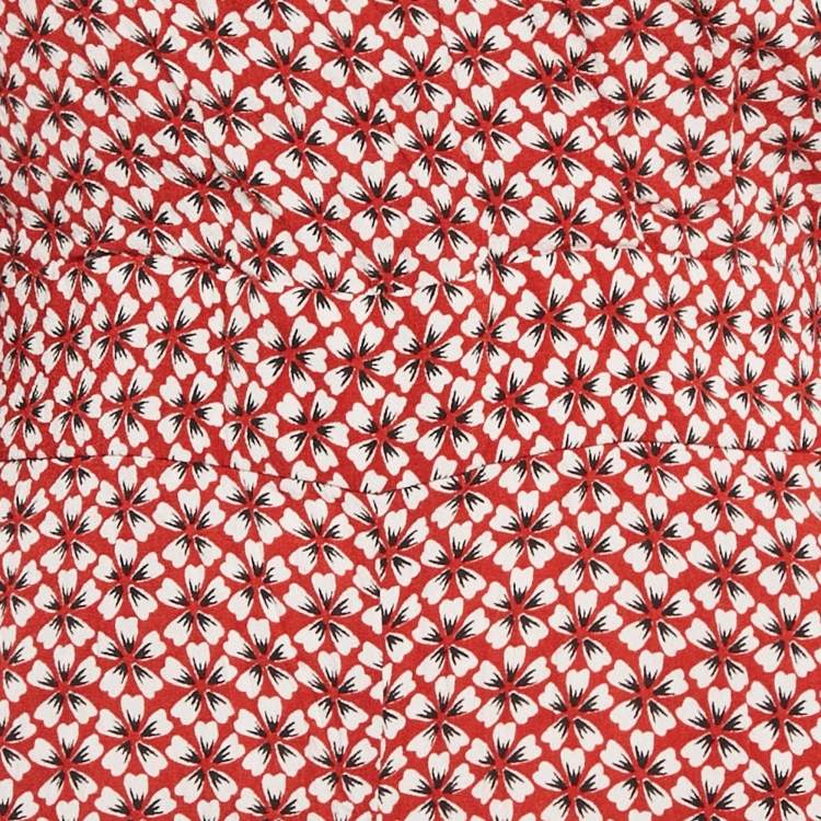 Pre Owned Maje Red Floral Print Crepe Jumpsuit S 