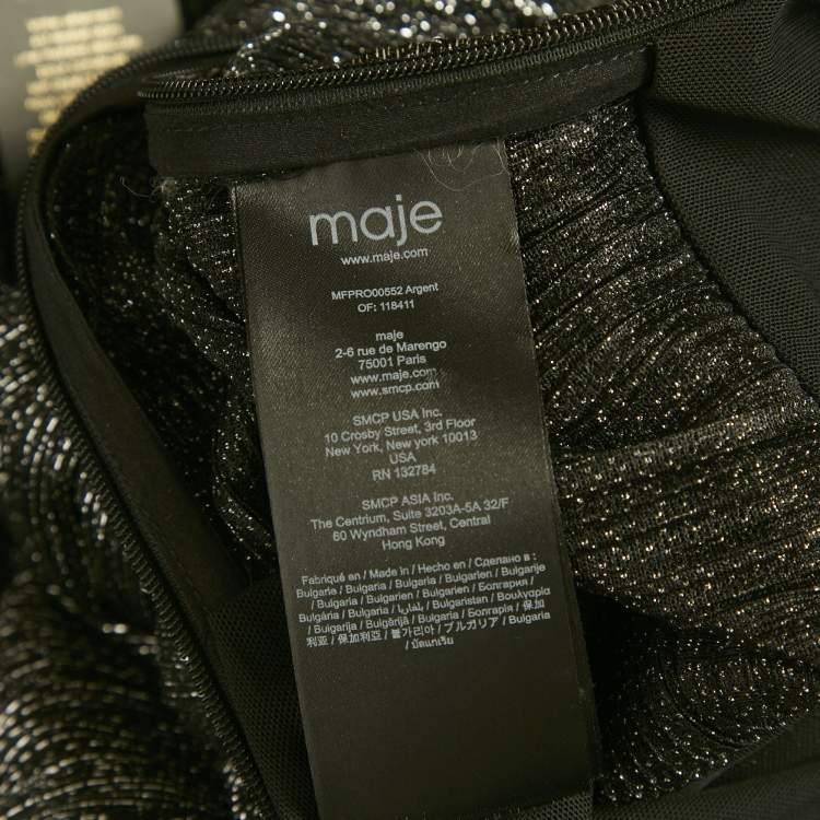 Pre Owned Maje Black Metallic Unny Mini Dress S 