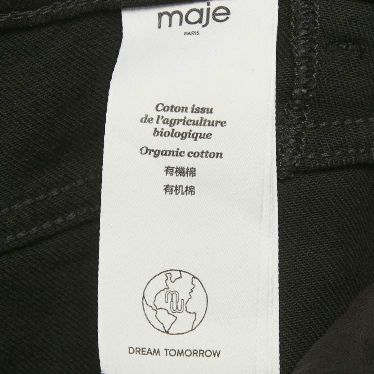 Pre Owned Maje Black Logo Detail Denim Flared Jeans S/Waist 28"