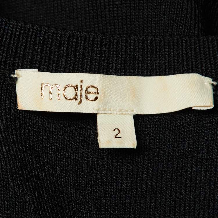 Pre Owned Maje Black Knit Rumba Flared Midi Dress M