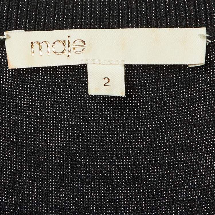 Pre Owned Maje Black Knit Rumba Flared Midi Dress M