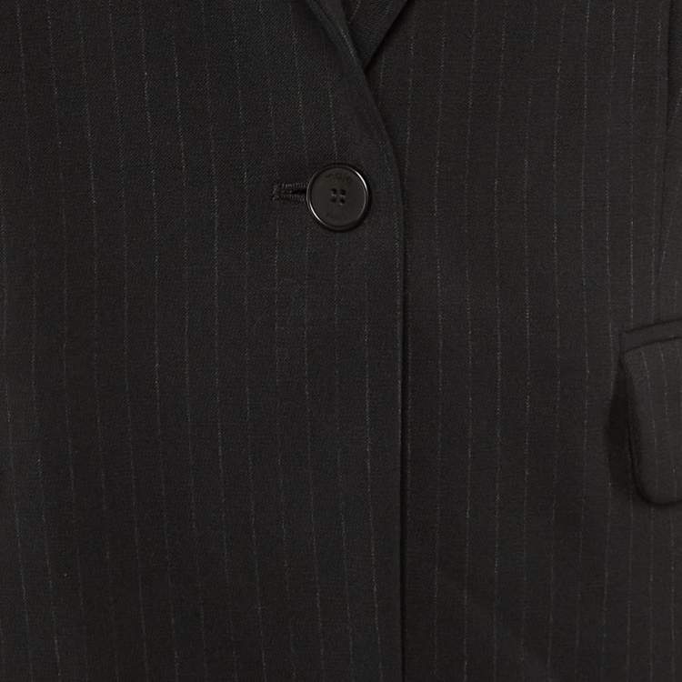Pre Owned Maje Black Striped Crepe Single Breasted Blazer L