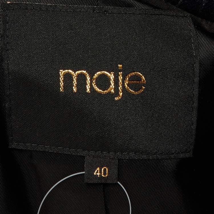 Pre Owned Maje Navy Blue Striped Wool Single Breasted Blazer L