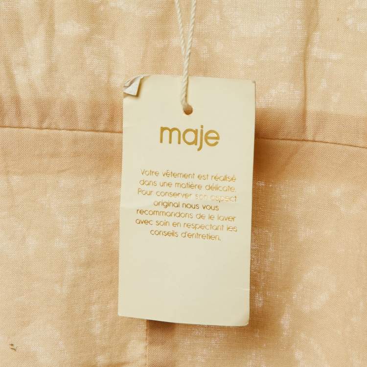 Pre Owned Maje White Lace & Silk Trim Zip UP Jumpsuit L