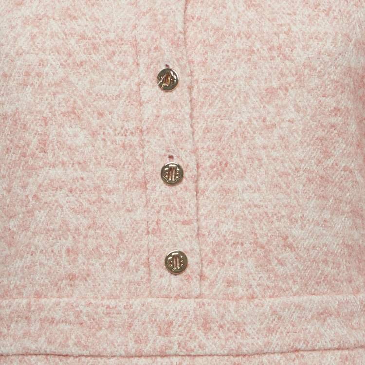 Pre Owned Maje Pink Collared Tweed Mini Dress M