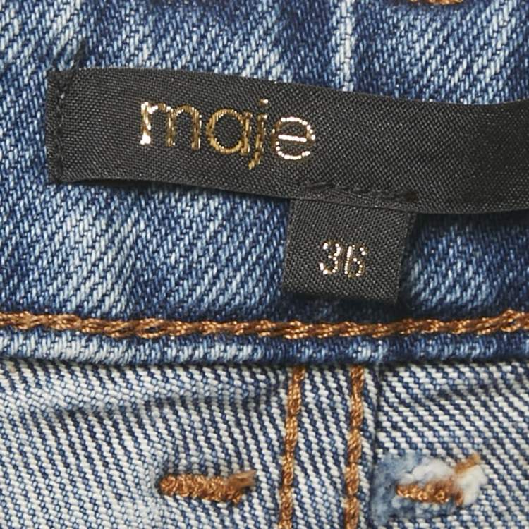 Pre Owned Maje Blue Denim Straight-Leg Jeans S/Waist 25"