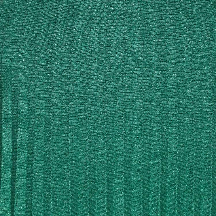 Pre Owned Maje Green Lurex Knit Pleated Maxi Skirt S