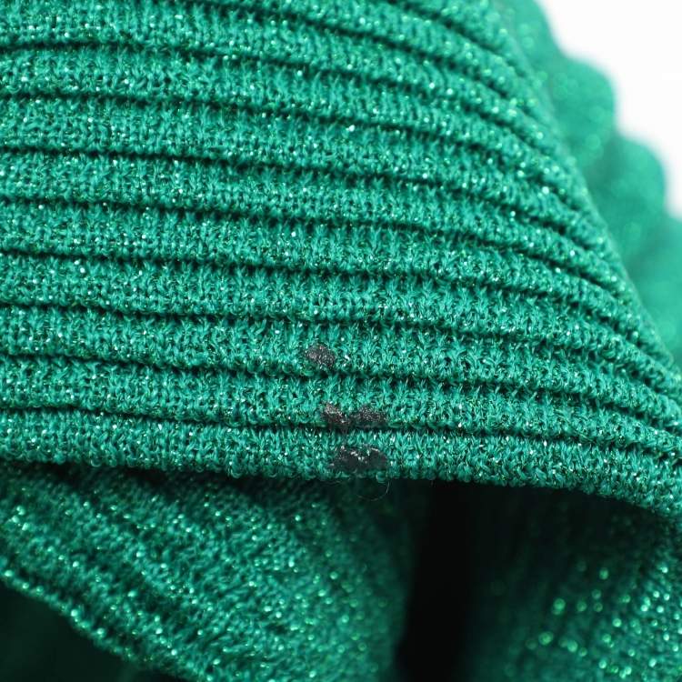 Pre Owned Maje Green Lurex Knit Pleated Maxi Skirt S