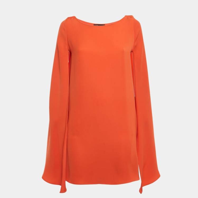 مملوكة مسبقًا Maje Orange Crepe Cape Mini Dress S