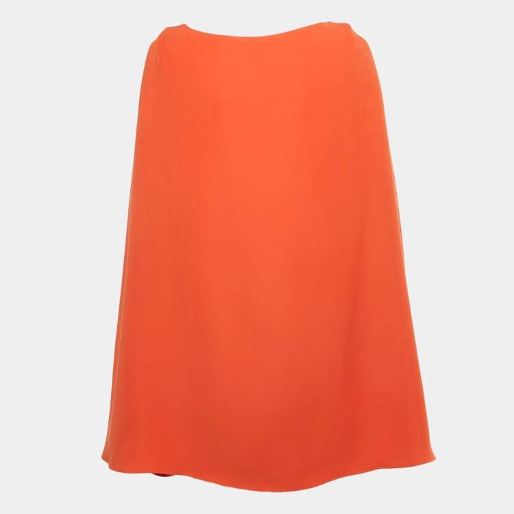 مملوكة مسبقًا Maje Orange Crepe Cape Mini Dress S