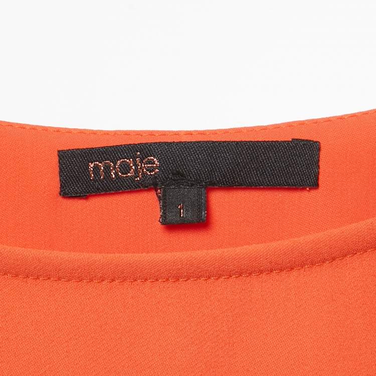 مملوكة مسبقًا Maje Orange Crepe Cape Mini Dress S