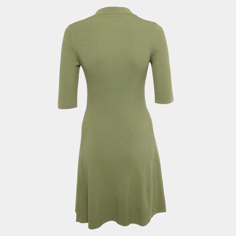 Pre Owned Maje Green Knit Mini Dress M